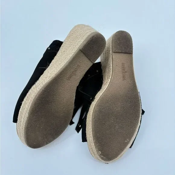 Minnetonka | Black Fringe Slide wedge Sandals | size 9 - Picture 7 of 7